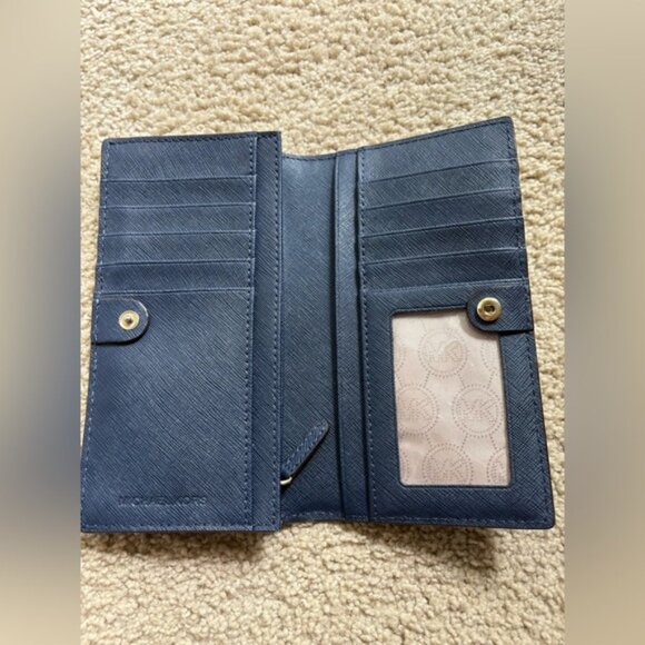 Michael Kors Jet Set Travel Wallet Navy Saffiano Leather - Picture 4 of 5